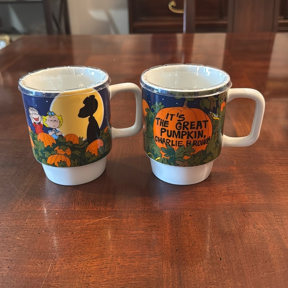 Charlie Brown Peanuts Welcome Great Pumpkin Set of 2 Mug Coffee Tea Cup